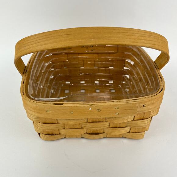 Peterboro Basket Co Napkin Basket with Stiff Swing Handle and Liner - Picture 3 of 8